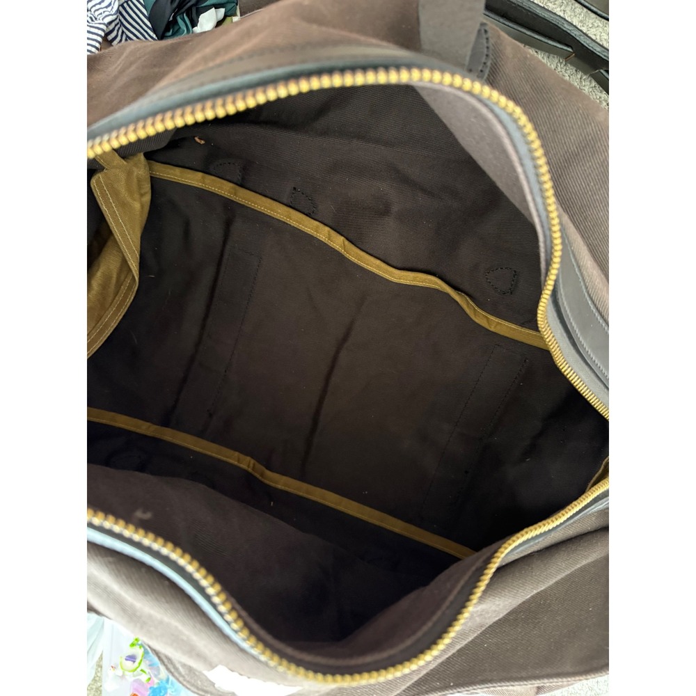 Filson Rugged Twill Duffle Bag Cinder Brown Leather Trim Travel Heavy Canvas - Picture 9 of 16